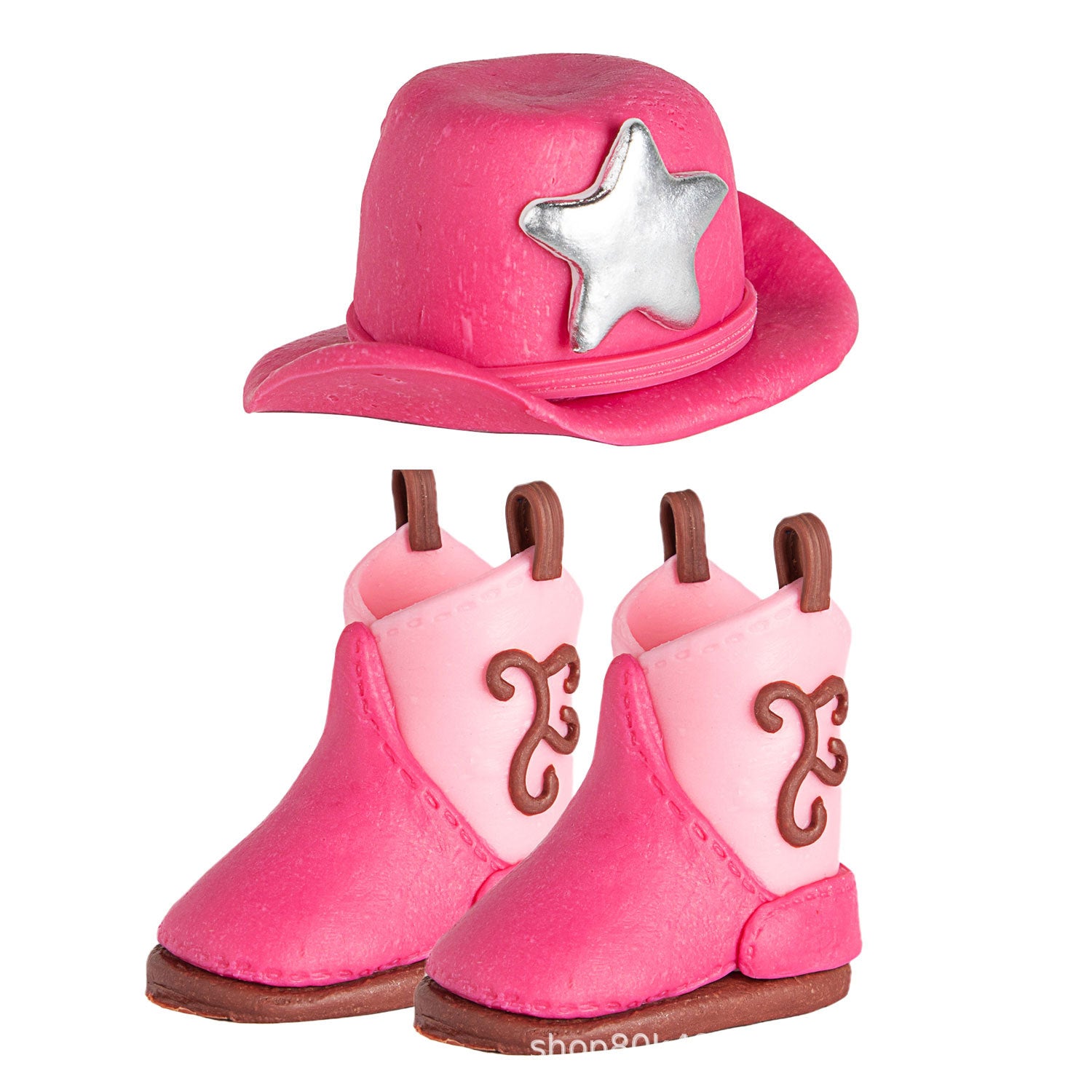 Wholesale 1 Set Cap+shoes Western Denim Hat Boots Soft Decorations Cake Ornaments